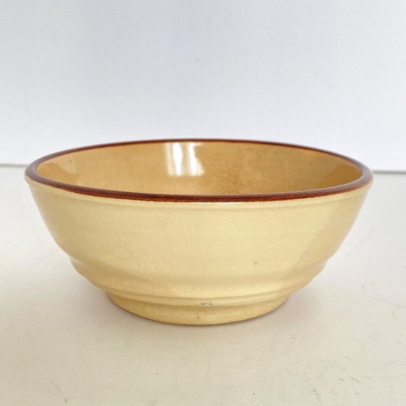 Handmade Stoneware Rice Bowl Signed AJ 16 With Scenic Tree Bird Design Beige - Picture 3 of 6